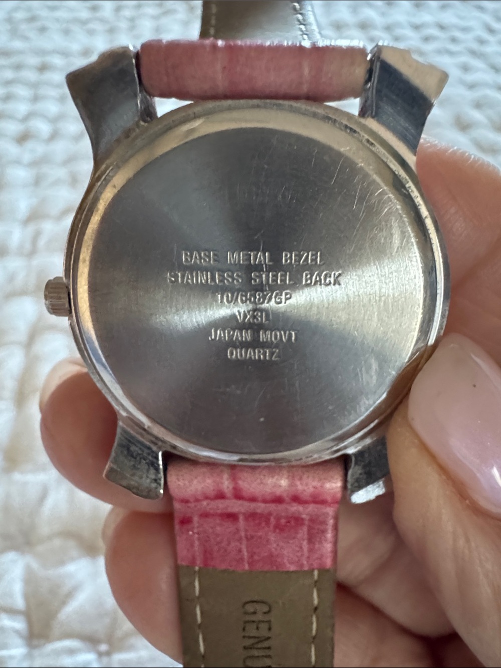 Anne Klein Pink Croc-Pattern Leather Strap Watch with Crystal Bezel - Picture 4 of 7